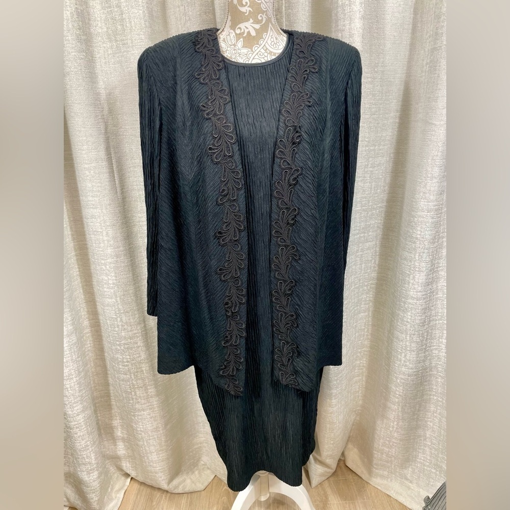 Leslie Fay Black Dress & Jacket Set – 18WP - Picture 9 of 11